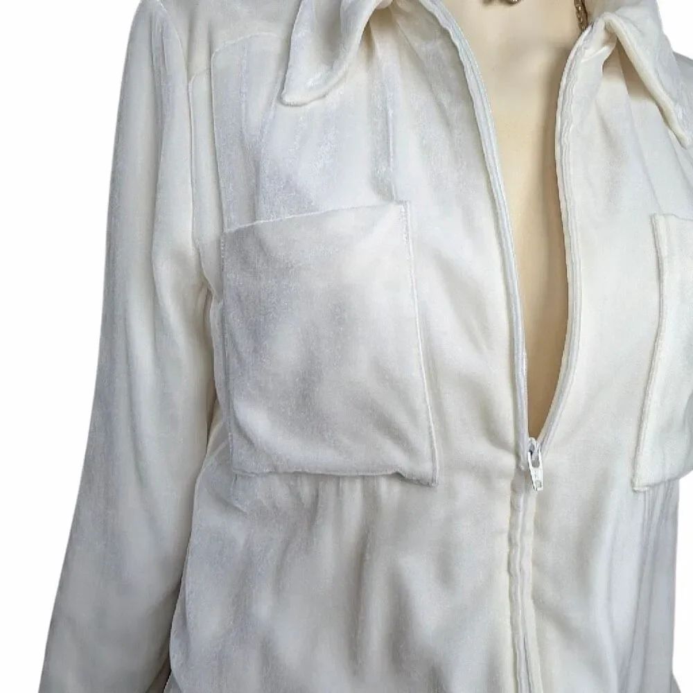 Nwt Vintage Tamara Mellon Ivory Velour Silk Blend Utility Jumpsuit Y2k 6 (B) — image 5 of 8